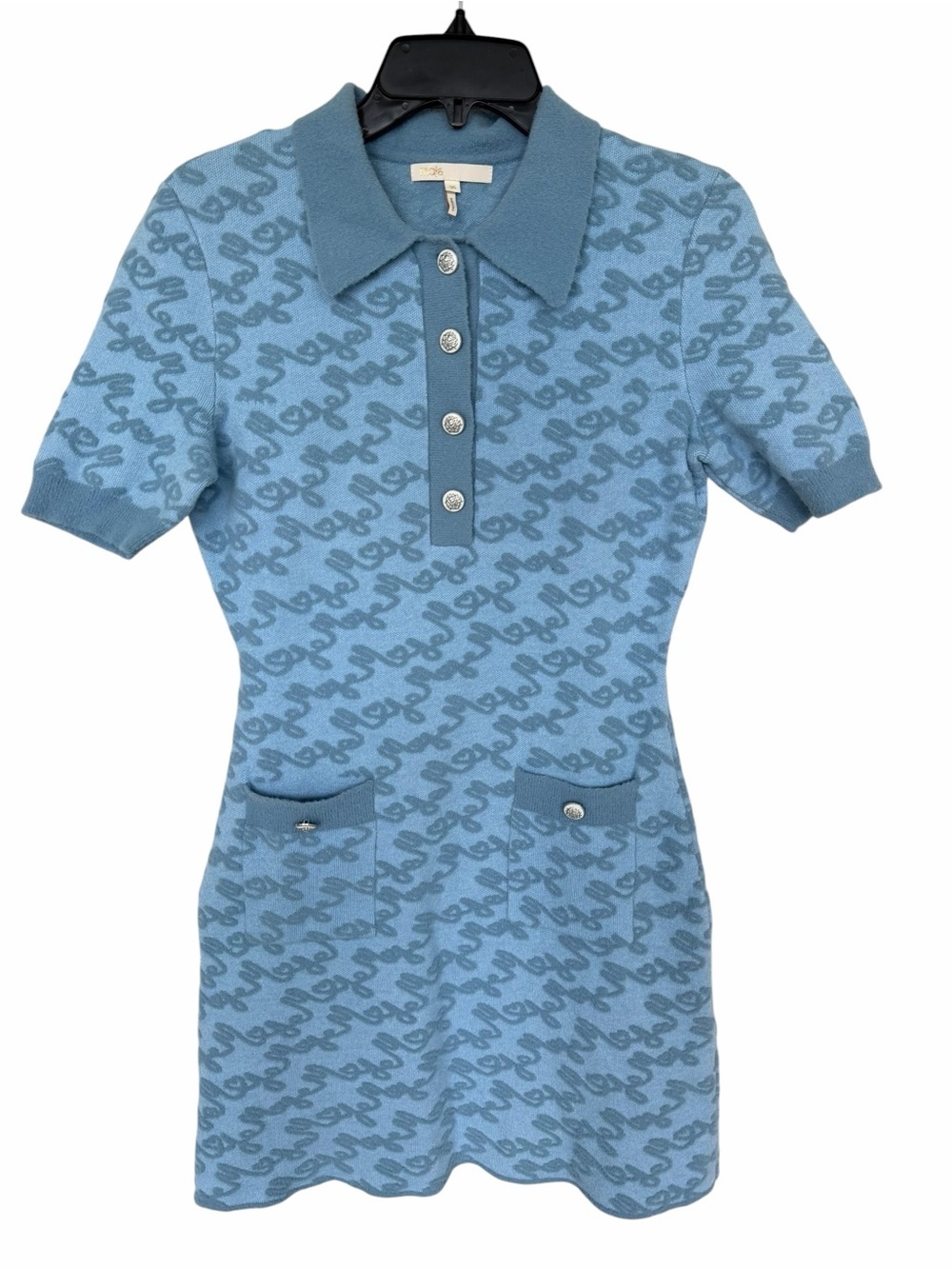 ✅ Maje Blue Collared Polo style Short-Sleeve Mini Dress size 36
